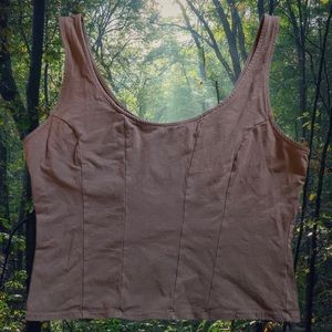 Buckle Brown Corset Pattern Crop Top M/L